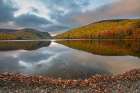 USA, Maine. Fall foliage and view of curved lake shore, Baxter State Park Art Print